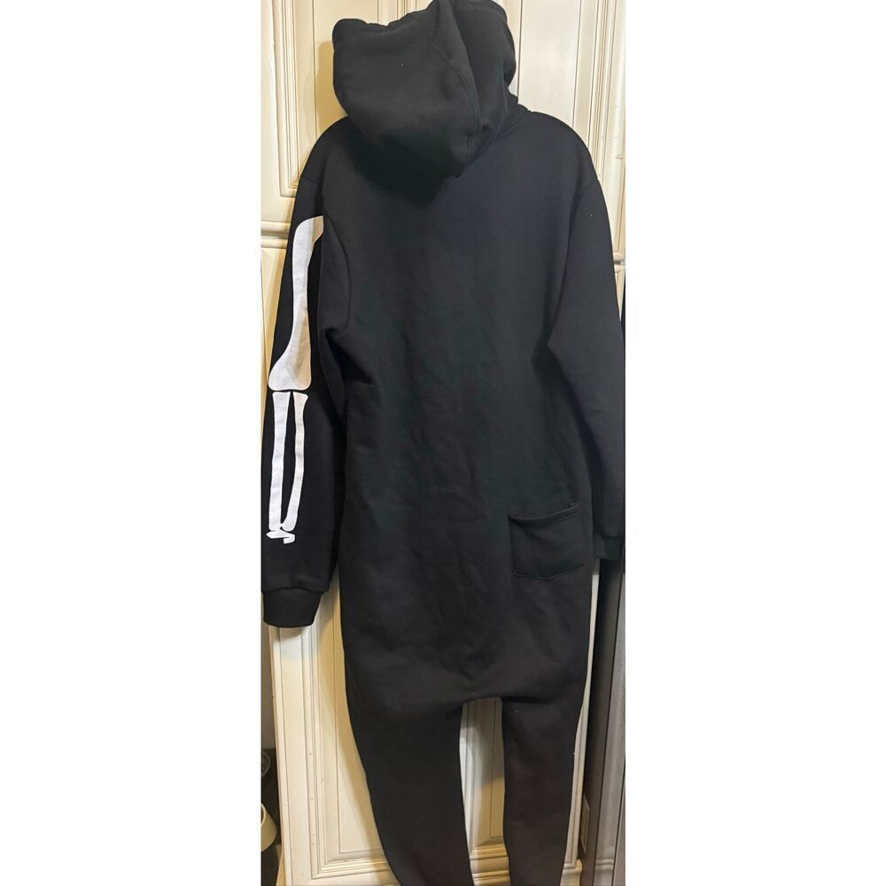 Noroze Men's Skeleton Fleece Jumpsuit Pajama Halloween Costume Black White Large - Picture 9 of 10